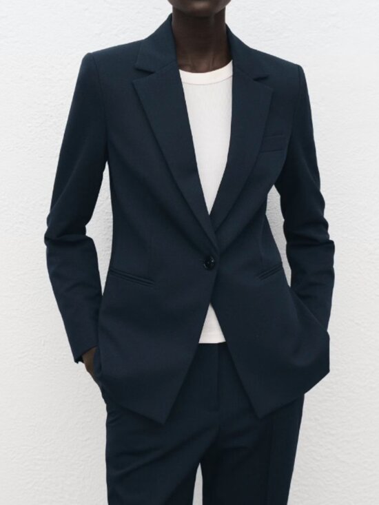 Mango Jackets & Blazers - Defect MANGO Fitted Tailored Suit Blazer Jacket Single-Button Navy Blue S 4